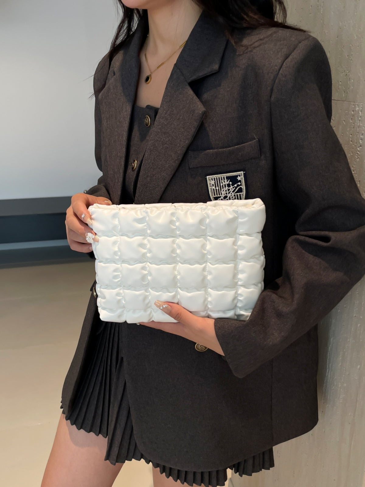 Heri Plaid Clutch with Zipper
