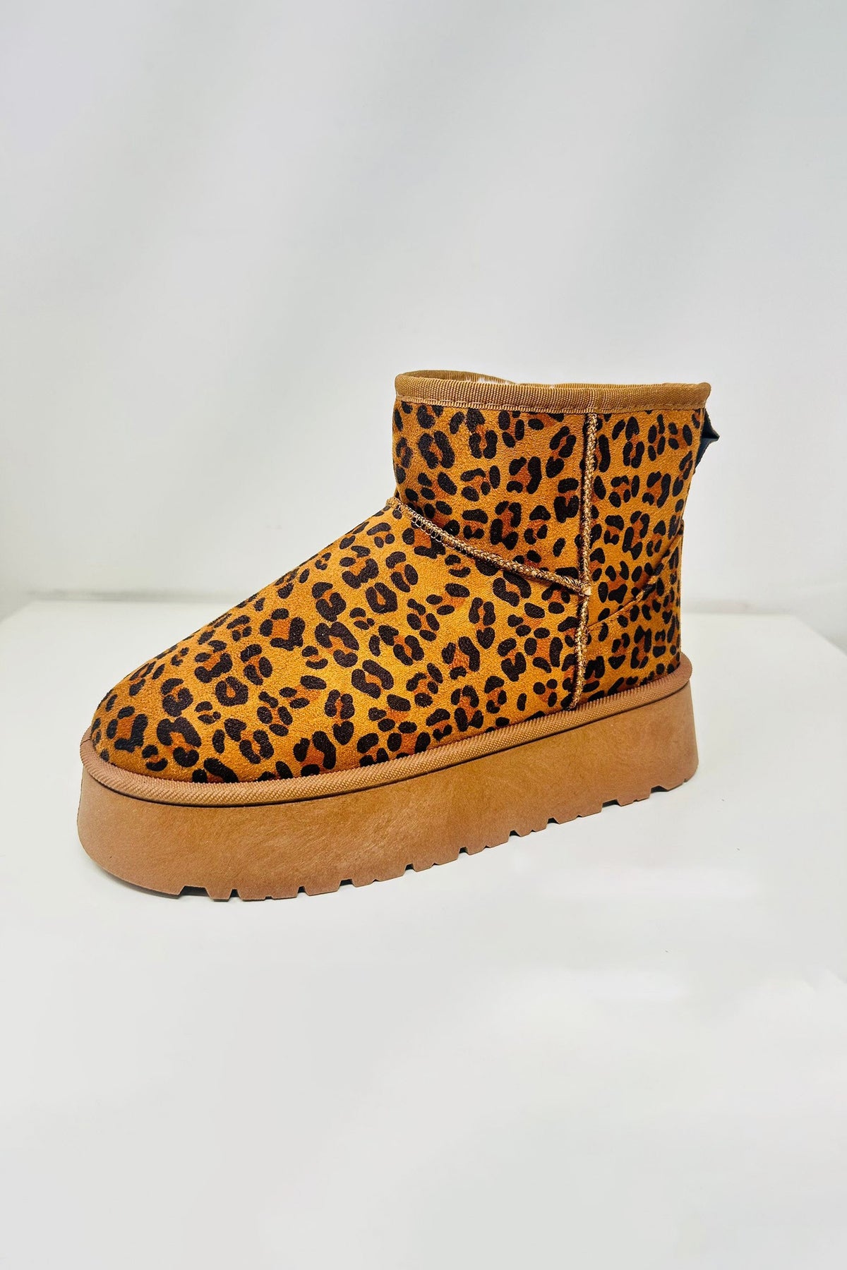 Heri Thermal Furry Leopard Platform Booties