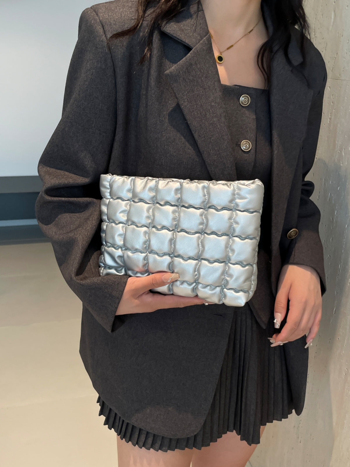 Heri Plaid Clutch with Zipper