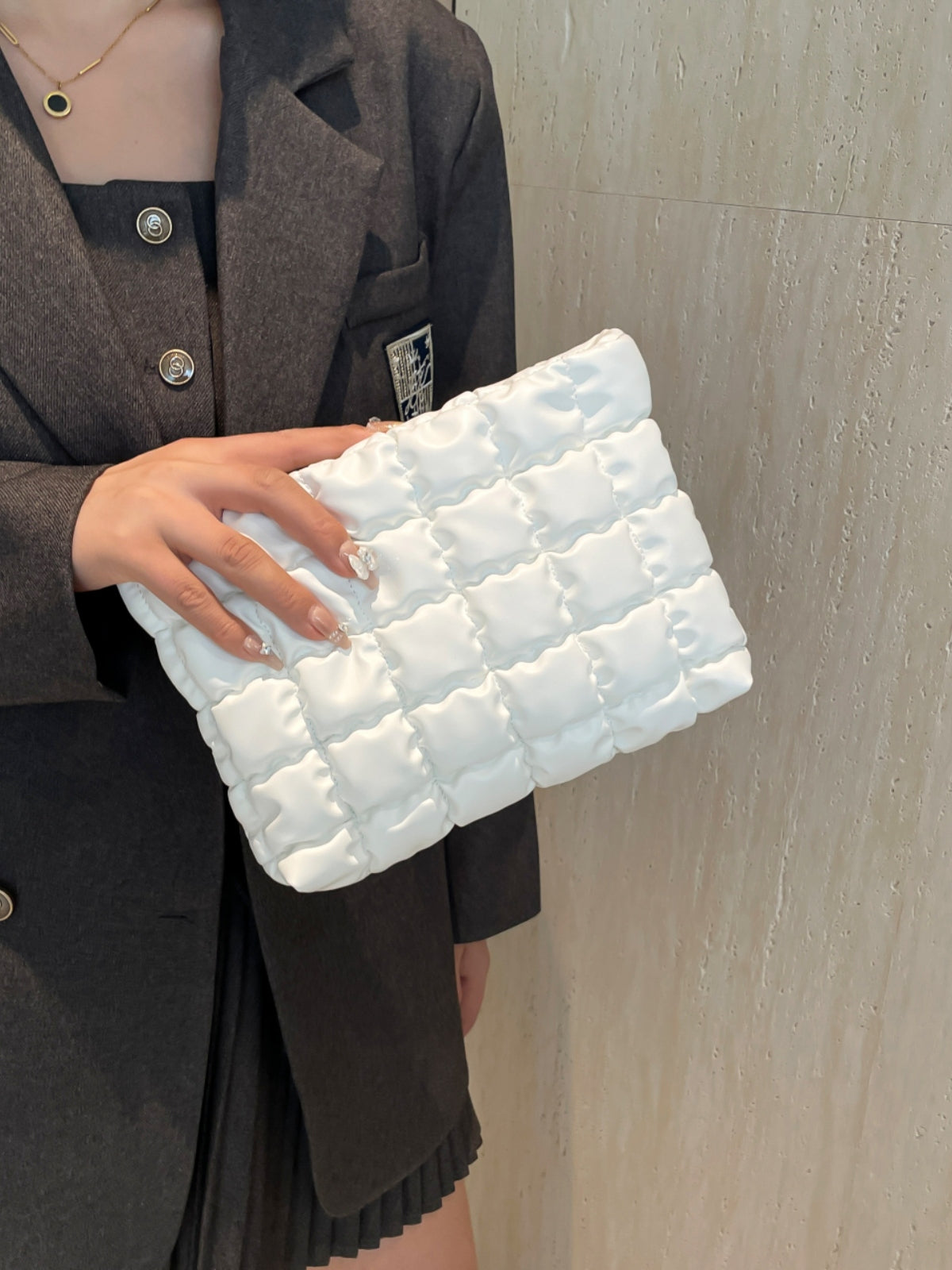 Heri Plaid Clutch with Zipper