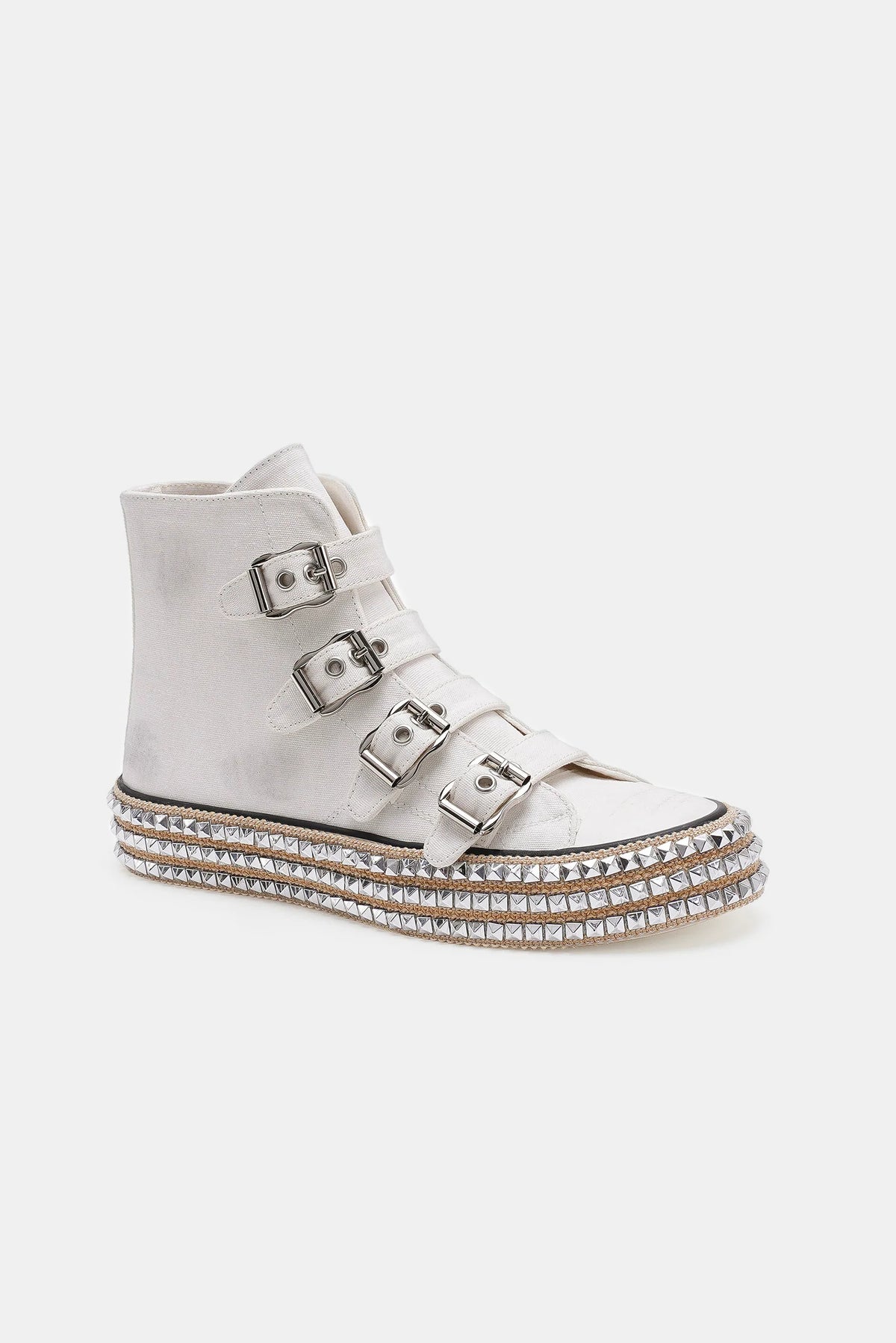 Heri Multi-Buckle Straps Studded Platform Sneakers