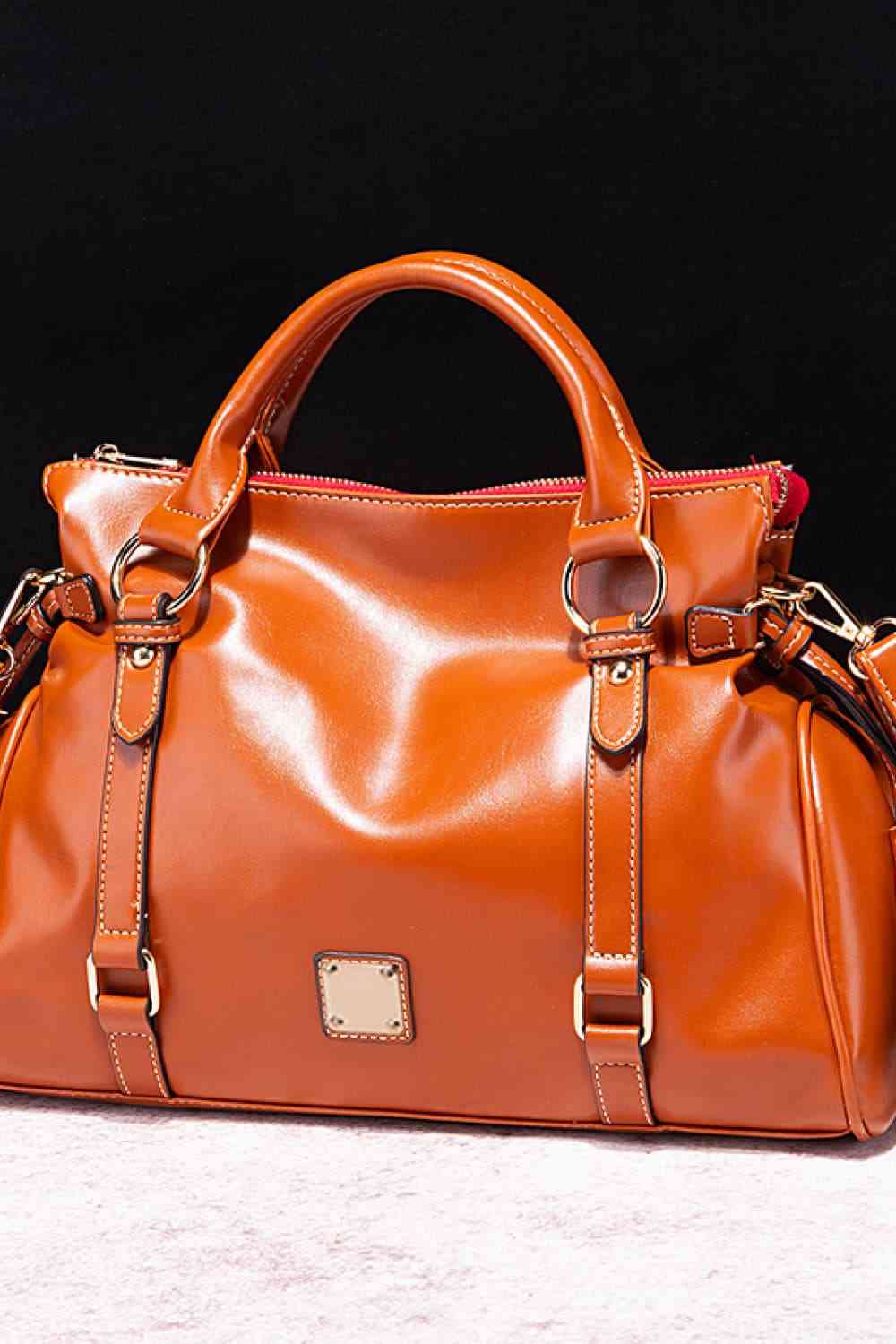 Large Tote Leather Handbag with Tassels