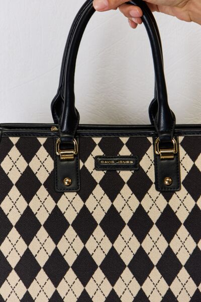 David Jones Argyle Pattern Leather Handbag