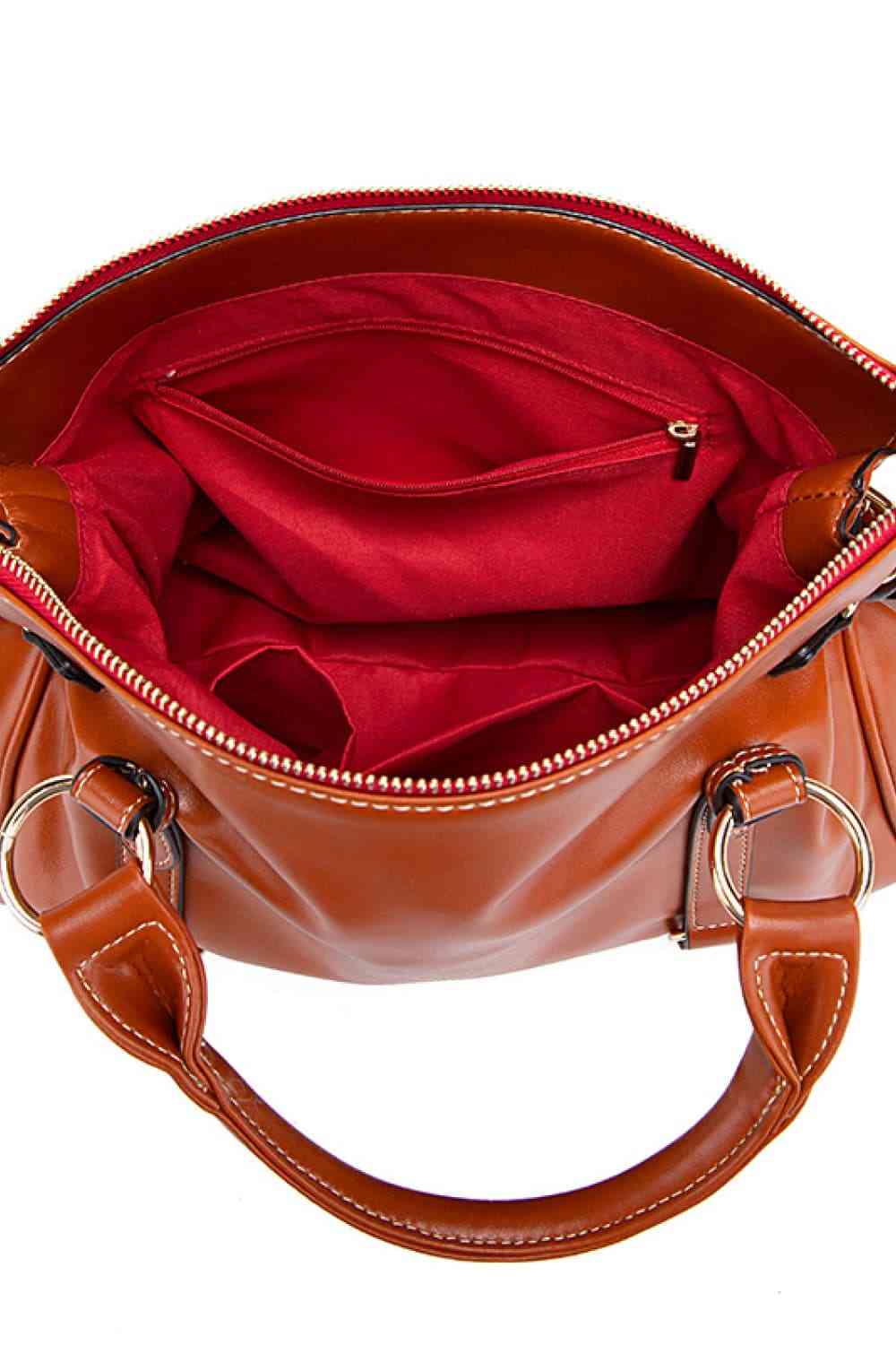 Large Tote Leather Handbag with Tassels